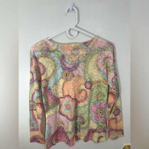Nally & Millie Celestial Floral Long Sleeve Top Size Small Mutlicolor - Picture 3 of 4